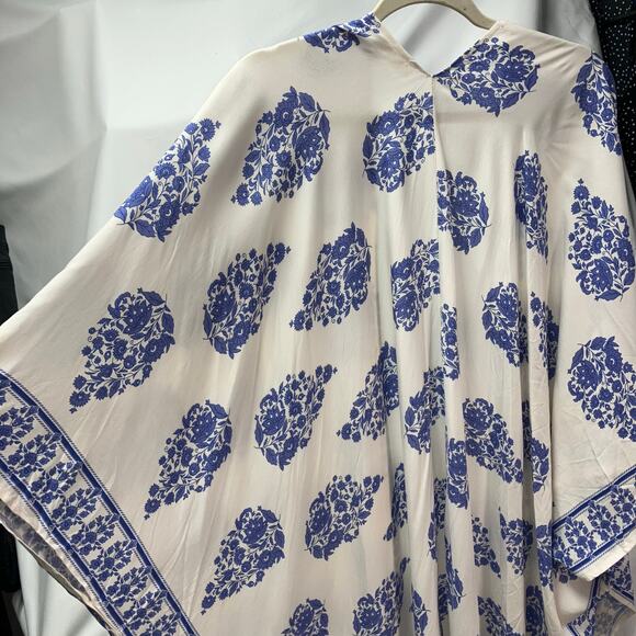 Haptics by Holly Harper Womens 2x Blue‎ White Floral Kimono Rayon Coastal - Picture 11 of 13